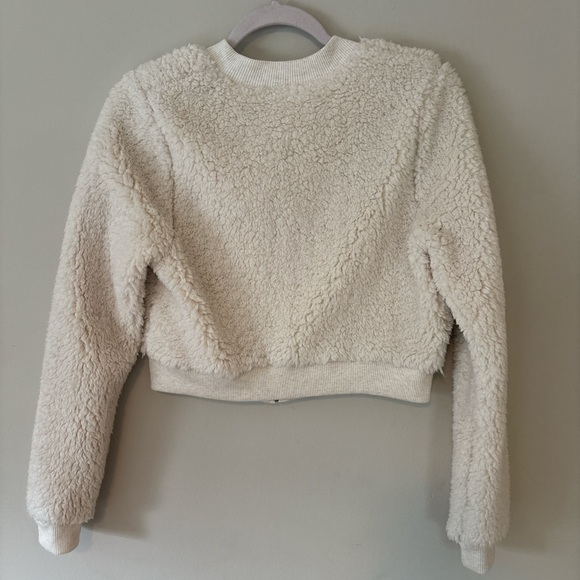Hollister Women’s Cropped Sherpa Bomber Jacket Cream Size Large - Picture 4 of 7